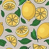 Seamless pattern with yellow lemons N13