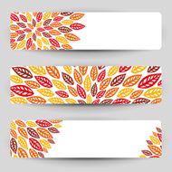 Three banners with autumn leaves