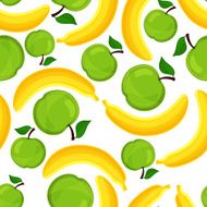 Seamless pattern of bananas and apples