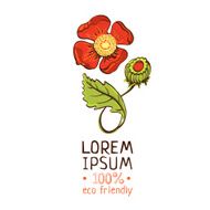 Abstract red floral emblem