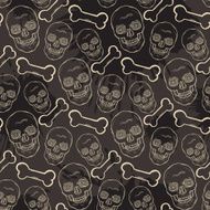Seamless skull pattern with bone