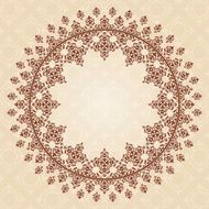 round brown vintage ornament on light beige pattern - vector N2