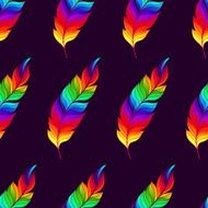 Seamless pattern with rainbow feathers N2