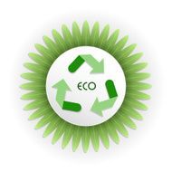 Recycle symbol on white paper
