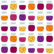 Colorful fruit jam jars pattern Seamless vector illustration