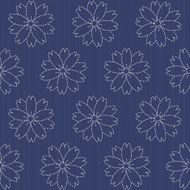 Traditional Japanese Embroidery Ornament with blooming sakura flowers Seamless pattern N2