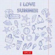 Scrap set I love summer on the notebook sheet