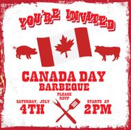 Square Canada Day Picnic or BBQ invitation design template
