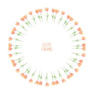 Vector watercolor floral frame Tulips Vector illustration
