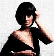 Halftone Pattern Portrait Of Beautiful Woman N2