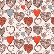 Seamless card with grunge vector hearts Valentine background