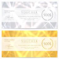 Voucher (Gift certificate Coupon) template with abstract pattern sparkling stars
