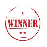 Red vector circles grunge stamp WINNER
