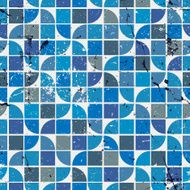 Blue seamless aged mosaic background vintage pattern