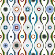 Colorful wavy lines and circles textile seamless pattern