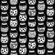 Monochrome fruit jam jars Seamless vector illustration