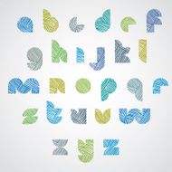 Simple shape color letters font with hand drawn lines pattern