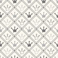 Simple seamless vector pattern with crown Black and white color N2