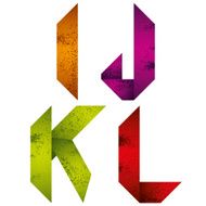 Origami alphabet letters I J K L