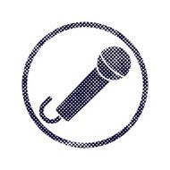 Microphone icon with halftone dots print texture
