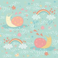 Seamless pattern with a very sweet snail N2