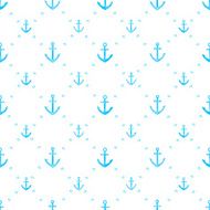 Marine watercolor seamless pattern of anchors Vector illustration Background N2