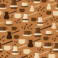 Seamless pattern with coffee icons in flat design style N3