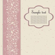 postcard in pink and beige colours with floral ornament