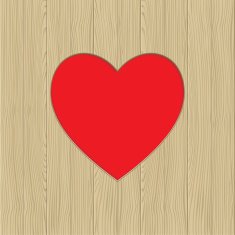 Hole in heart shape on wooden texture