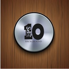 Vector metal icon on wooden background Eps10
