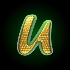 vector golden and green letter u N3