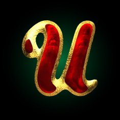vector golden and red letter u N3