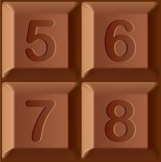Vector characters printed on blocks of chocolate bar Figures