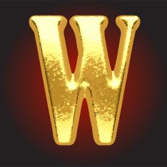 Vector golden letter w on red