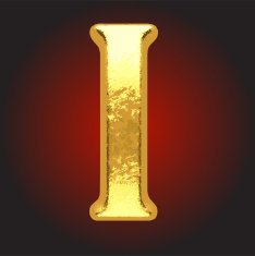 Vector golden letter i on red