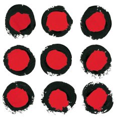 set of ink brush strokes circle round spots N2