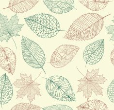 Fall season concept Different transparent leaves seamless pattern background illustration N2