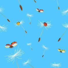 seamless background with dandelion and ladybug