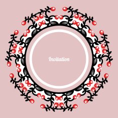 Vector floral invitation with red berries N2