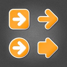 Orange arrow sticker direction label sign internet icon noise texture