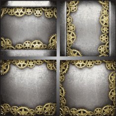 gear wheels on steel background set
