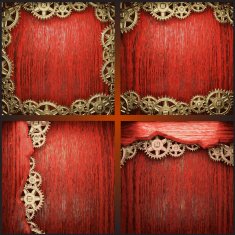 gear wheels on red wood background N2