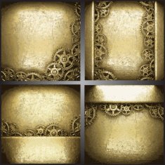 gear wheels on gold background set