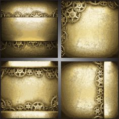 gear wheels on gold background set N2