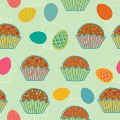 Seamless pattern with easter cakes and eggs