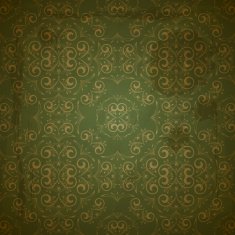 floral golden pattern on green grungy background