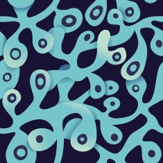 Blue seamless pattern with molecule elements N2