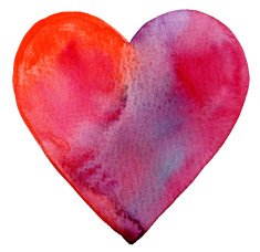 Watercolor painted red heart N14