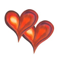 Two red hearts together