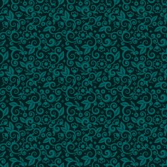 Seamless swirly floral background of dark turquoise winter holidays colors